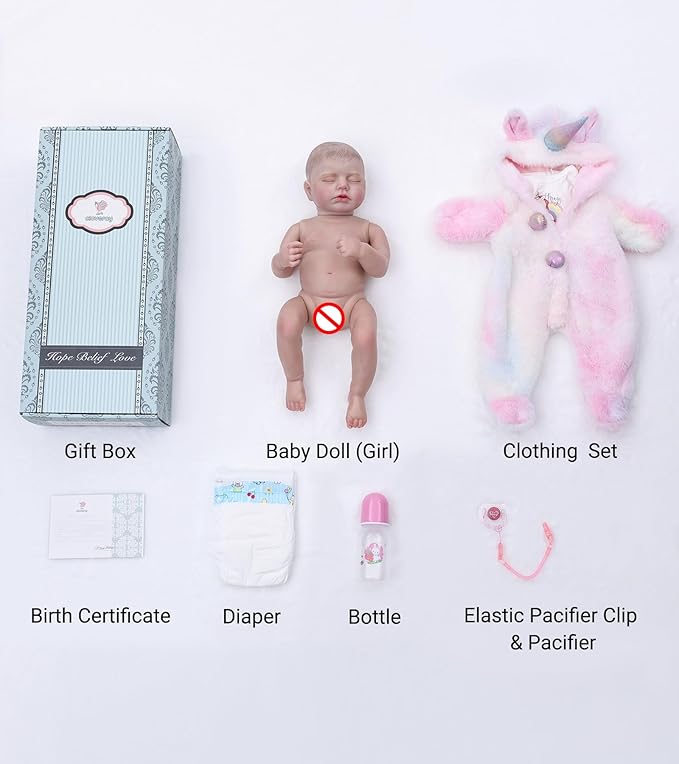 Reborn Baby Dolls – 20 Inch Real Baby Dolls That Look Real, Full Body Vinyl Girl Doll in Fantasy Horn Outfit with Accessories, Gift for Girls Ages 3+, Pretend Play & Collectors