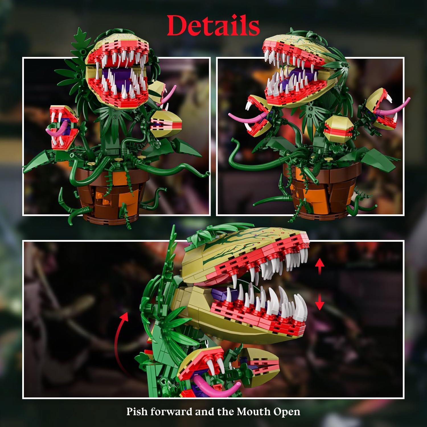 Piranha Plant Audrey II 2 Building Blocks Set, Toys Kit Horrors Flower Shop Decoration Gift for Tv Film Fans Families Friends 12+ On Halloween Birthday Christmas