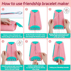 Arts and Crafts for Kids Ages 8-12,Friendship Bracelet Making Kit for Girl,Kids Jewelry Making Kit with 28 Pre-Cut Threads,Christmas Birthday Gifts for Ages 6 7 8 9 10 11 12 Year Old Pink/Cyan
