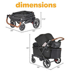 Larktale Adjustable Stroller, 2 Seater Kids Wagon, 120 Pound Capacity, Sprout V2, Black