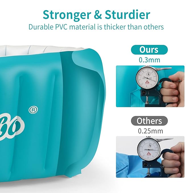 Inflatable Bathing Tub for Toddler,Non Slip Safety Thick Cushion Central Seat,Portable Travel Seat Baths Baby Swimming Pool for 0-5 Year(Blue)