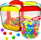 Kids Ball Pit Pop Up Large Tent for Toddlers - Indoor & Outdoor Gift Toys for Infants Girls & Boys, Baby Playpen with Zippered Storage Bag, 200 BallPit Balls Included