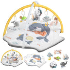 Shell Baby Play Mat, Play Mat for Babies 0-6 6-12 Months, Tummy Time Mat w 6 Detachable Toys, Enlarged Infant Activity Mat for Sensory & Motor Skill Development Boho Ocean Theme Baby Play Gym (White)