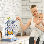 GoMaihe Baby Bottle Drying Rack: Space Saving Vertical Bottle Dryer Holder - Baby Accessories Storage Stand Organize Brushes Pacifiers on Countertop - BPA-Free - Blue