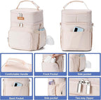 Insulated Breastmilk Cooler Bag with Ice Pack - Holds 6x9oz Bottles, Leakproof Double Layer, Adjustable Strap for Nursing Moms, Daycare & Travel,Pearl White