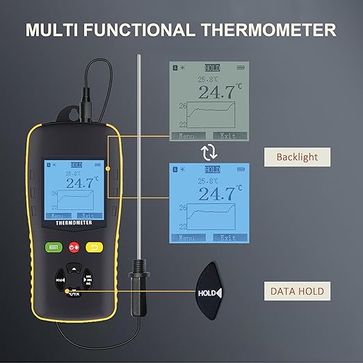Tzone RTD Temperature Data Logger USB with Probe, PT100 Thermometer Logging Calibrated Digital Industrial Temp Logger with 61440 Recordings and Sound Alarm for Freezer Lab HVAC (-160℃ to 300℃)