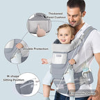 Baby Carrier Ergonomic Infant Carrier with Hip Seat Kangaroo Bag Soft Baby Carrier Newborn to Toddler 7-45lbs Front and Back Baby Holder Carrier for Men Dad Mom (Grey)