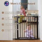 Mumeasy Baby Gate for Stairs - 29.6-46" Auto Close Dog Gate for Doorways, Extra Wide Child Gate Indoor, Walking Through Safety Gate for Kid, Pet Gates No Drilling White, Mom's Choice Awards Winner