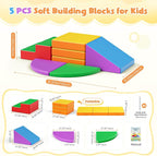 Lischwert Foam Climbing Blocks for Toddlers 1-3, 5pcs Foldable Soft Play Set with Crawling Exploration Toys - Indoor Infant Safe Blocks for Baby Gym & Toddler Playground