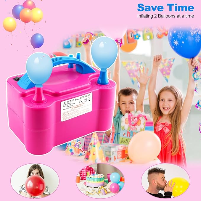 Balloon Pump 600W 110V Electric Balloon Pump Portable Electric Inflator Balloon Air Pump-2 Tying Tools Balloon Blower for Party Decoration