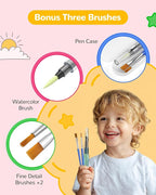 TECJOE Paint with Water Coloring Books for Toddlers, A to Z 26 Pages Animal Watercolor Paint Set with 3 Brushes, Mess Free Painting Activity for Kids Ages 4 5 6 7 8, Christmas Gifts Arts & Crafts Toy