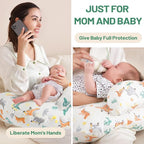 Nursing Pillow, More Support for Mom and Baby, Removable Cotton Cover and Colorful Animal Patterns, Machine Washable, Plus Size Baby Pillow, White