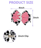 Birthday Hair Bow for Baby Girls 1 2 3 4 5 6 Years Sprinkle Decorations Party Pink Hair Accessories for Three 3rd Birthday Cow Print Cowgirl