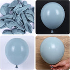RUBFAC 129pcs Dusty Blue Balloons Different Sizes 18 12 10 5 Inch Latex Haze Blue Balloon Garland Arch for Party Decoration Birthday Wedding Engagements Anniversary Baby Shower Party Supplies