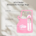 Breastmilk Storage Bags(50 Count)，8oz Milk Storage Bags for Breastfeeding，BPA Free with Easy Pour Spout, Self Standing, for Refrigeration and Freezing Red