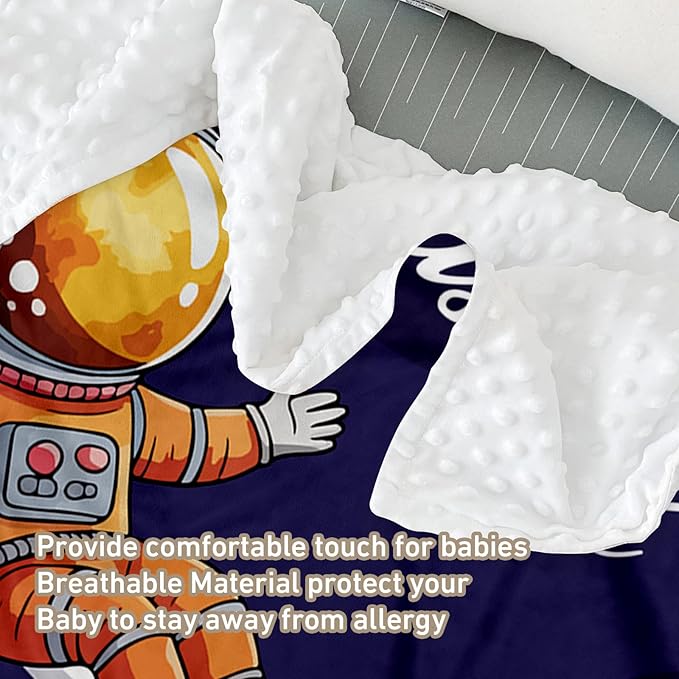 Personalized Baby Crib Bedding Set – Astronaut Rocket Pattern Nursery Bedding Sets 3 Piece with Custom Name Blanket, Fitted Crib Sheet & Changing Pad Cover – Ideal Newborn Gift for Boys