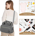 Crossbody Small Diaper Bag, Cute Mini Baby Diaper Tote Bags with Insulated Pockets for Traveling Outdoor Parent,Gray