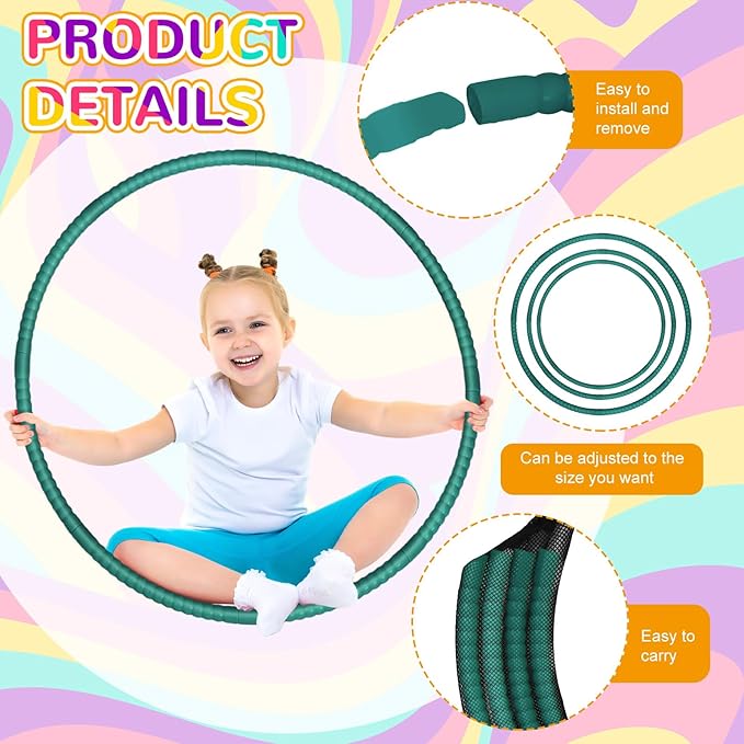 Shappy 6 Pcs Exercise Hoop Detachable Adjustable Plastic Toy Playground Toys Colored Hoop Circles for Teens Games Gymnastics Dog Agility Equipment Party Decor