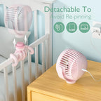 Momcozy Portable Stroller Fan, 8000mAh, 27H Ultra-long Battery Life, Detachable 4 Speed 360°Rotate, LED Night Light with 2 Modes, USB Rechargeable Handheld Cooling Fan for Travel, Car Seat, Bedroom