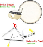 MUSICUBE 7 Pcs Musical Instrument Toys Set for Kids Wooden Percussion Instrument with Hand Drum, Maracas, Triangles, Hand Bell Educational Instrument for Toddler Birthday Gift for Boys Girls Aged 3+