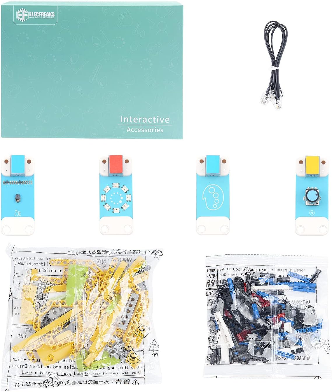 ELECFREAKS Interactive Coding Accessories Pack microbit Building Bricks for TPbot Car and Nezha Inventor’s Kit, STEM Educational Planet X Series Sensors Kit (Without Micro:bit & TPbot & Nezha)