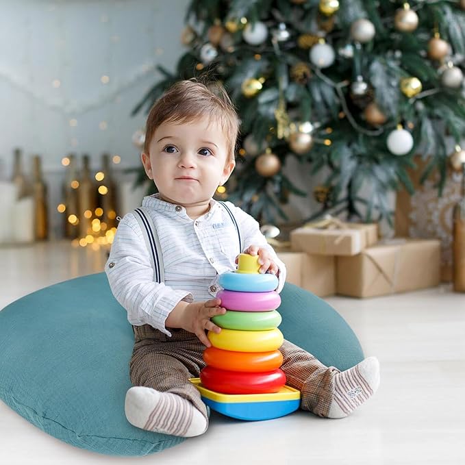 Hooyax Muslin Nursing Pillow Cover, Soft Breathable Feeding Slipcover for Breastfeeding Moms, Stretchy Removable Infant Pillow Cover for Boy and Girls (Blue)