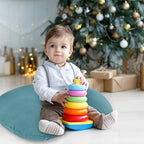 Hooyax Muslin Nursing Pillow Cover, Soft Breathable Feeding Slipcover for Breastfeeding Moms, Stretchy Removable Infant Pillow Cover for Boy and Girls (Blue)