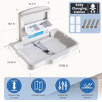 Baby Changing Station Wall Mounted, Fold Down Baby Changing Table, Commercial Diaper Changing Station, Nappy Changing Table with Safety Strop and Door Sign, Space-Saving
