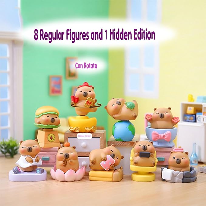 Capybara Series Blind Box Collectible Action Figures, Random Cute Capybara Toy for Capybara Lovers, Mystery Box Gift for Home Decor Birthday Party Favors