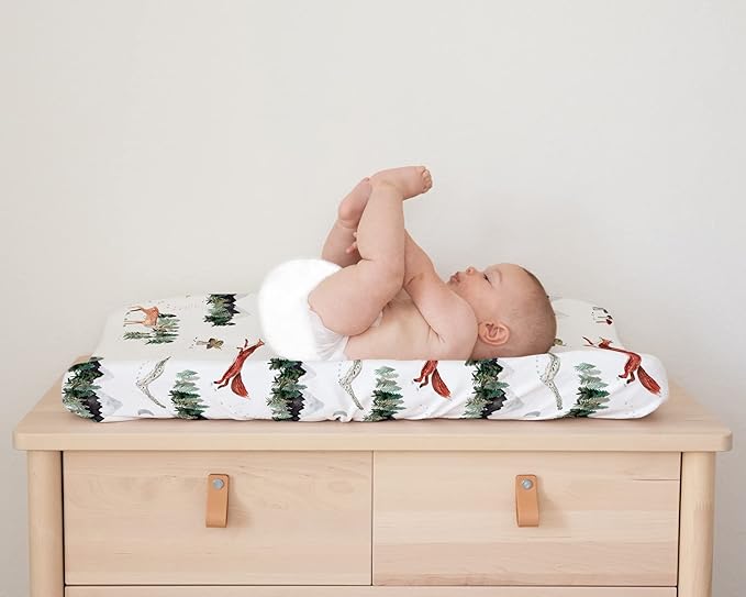 Baby Changing Pad Cover 2-Pack for Boys, Girls (Woodland Forest Animals) - Premium Fitted Sheets Baby Diaper Changing Table Cover - Buttery Soft Cotton Blend