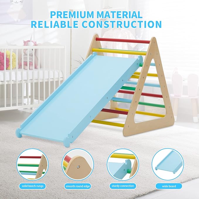 GOME Set of 7 Baby Triangle Climbing Gym Toys Indoor for Toddler Set, 1 Square and 3 Triangle Climber with 3 Ramp for Climbing Sliding and Walking, 7 in 1 Toddler Play Equipment for Indoor Playground