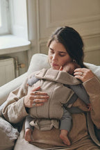 BabyBjörn Baby Carrier Mini, Gray Beige, 3D Mesh Newborn Carrier (7-25 lbs), Ergonomic, Easy-to-Use