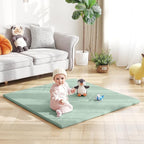 Baby Play Mat 48"x48" – Thick, Non-Slip Foam Mat for Babies and Toddlers. Foldable, Scrubbable, Odorless, and Soft, Ideal for Playpens, Crawling, and Indoor Playtime-Green