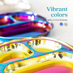 Ahimsa Stainless Steel Plates for Kids - Divided Plates for Toddlers, Pediatrician Designed, Non Toxic Toddler Plate, BPA Free & Dishwasher Safe (Blue Set of 4)