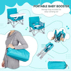 Portable Booster Seat, Toddler Baby Seat with Tray for Dining Table Compact Floor Chair for Camping Lawn Beach Babies Travel 6-36 Months