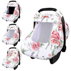 Baby Carseat Cover Girls, Pea Pod Floral Infant Car Seat Covers Canopy for Newborn with 2 Layers Windows of Breathable Mesh/Fabric, Lightweight Polyester/Minky Dot Backing, Snug Fit Most Baby Car Seat