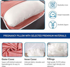 Pregnancy Pillows for Sleeping, U Shaped Full Body Maternity Pillow with Removable Cover - Support for Back, Legs, Belly, HIPS for Pregnant Women(Pink)