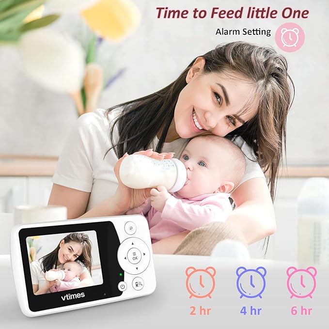 Baby Monitor with 2 Cameras, 2.4" LCD Screen Video Baby Monitor No WiFi Night Vision VOX Mode Alarm and 1000ft Range, Peace of Mind for New Parents