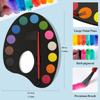 24 Pack Watercolor Paint Set Bulk, with 12 Vibrant Colors and 24 Brushes, Washable Water Color Paint Sets for Kids and Adults, Ideal Gift for Art Party Favors, School Classroom Supplies