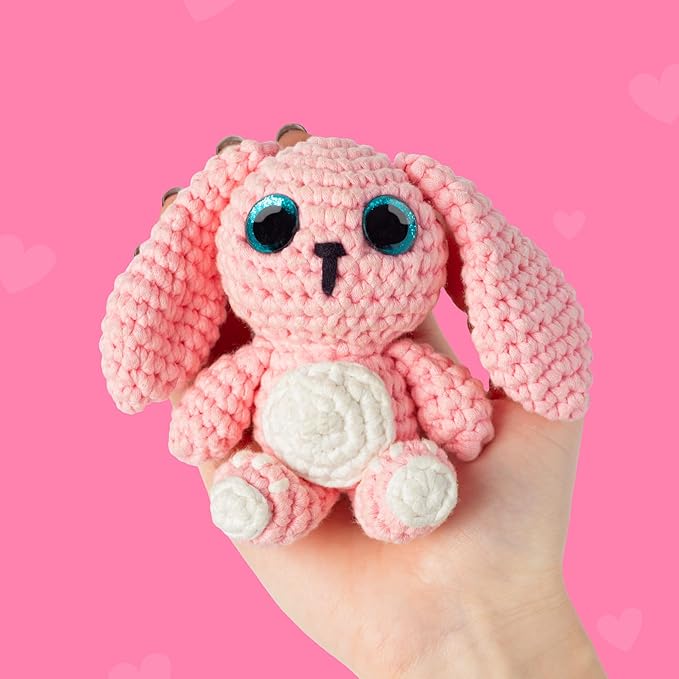 Cookie Box Crochet Kit for Beginners - Learn to Craft Amigurumi Stuffed Animals - Knitting Gift for Kids and Adults - Beginner-Friendly Yarn - Stitch-by-Stitch Video Tutorial - Bunny Lola