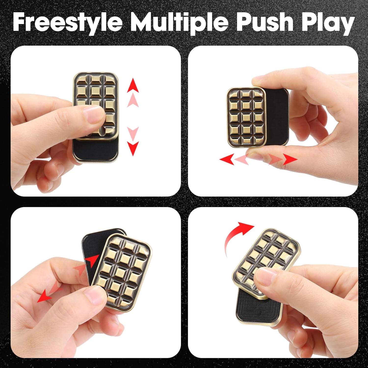 Fidget Slider for Adults - Brick Slider Metal Fidget Toys, Anxiety/ADHD/Annoy Relieving EDC Metal Fidget, Stress Reducing Toy - Gift for Adults & Teen (Metallic)