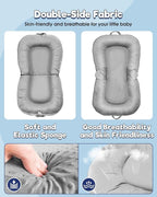 Baby Lounger Pillow : 3-in-1 Infant Lounger for Newborn 0-24 Months, Portable Tummy Time Mat for Home and Travel, Breathable & Soft Baby Seat for Baby, Babies Essentials Gifts, Grey