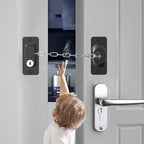 Child Proof Door Lock (2 Pack), Door Locks for Kids safety & Cat Door Latch, for Fridge Lock, Cabinet Locks, Window Locks and Baby Proofing, Strong non-marking Adhesive No Drilling (Black)