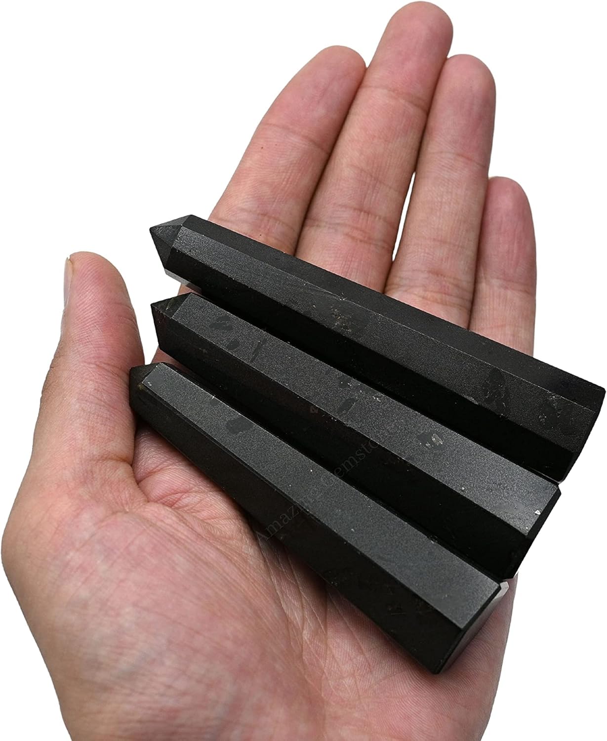 Amazing Gemstone Black Tourmaline Crystal Towers ~ Natural Healing Crystal Point Obelisk for Reiki Healing and Crystal Grid (3- Inch)