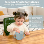 Snack Containers, Silicone Food Grade Silicone Cups, Toddler Snack Container Cups with Handles and Lid for Toddlers (Color 2)