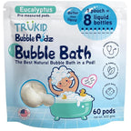TruKid Bubble Podz Bubble Bath for Kids, Toddlers, & Babies, Tear Free Gentle & Refreshing Bath Bomb for Sensitive Skin with Natural Moisturizers, Non-Toxic, pH Balanced, Eucalyptus Scent (60 Podz)