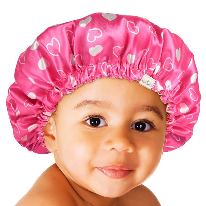 YANIBEST Baby Satin Bonnet Sleep Cap - Double Layer Reversible Adjustable Silky Satin Cap for Infant Toddler(0-6Months,Light Pink)