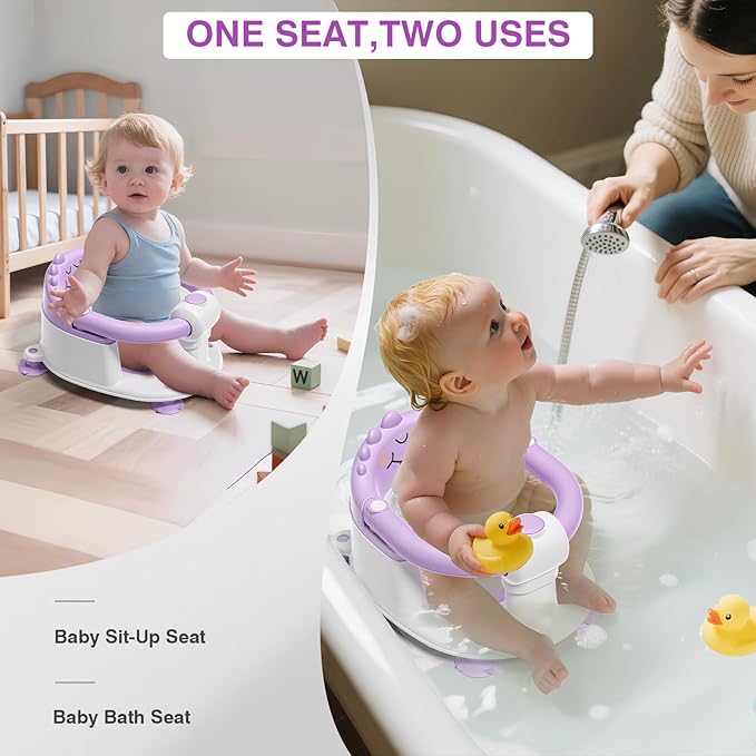 Baby Bath Seat for Babies 5 Months & Up - Non-Slip Bath Seat for Sitting Up, Soft Cushion & Compact Design, Toddler Bathtub Seat