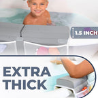 Comfortable Baby Bath Kneeler and Elbow Rest Pad Set – Thick Memory Foam Bath Kneeling Pad with Elbow Support – Baby Bathtub Cushion with Toy Organizer for Bathing Infant or Toddler - Grey