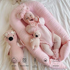 Deluxe Infant Lounger, Baby Nest Cover for Baby Girls & Boys, Newborn Essentials for Baby 0-12 Months, 100% Cotton (DustyRose)